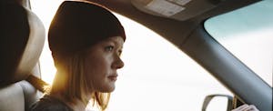 Woman driving a car